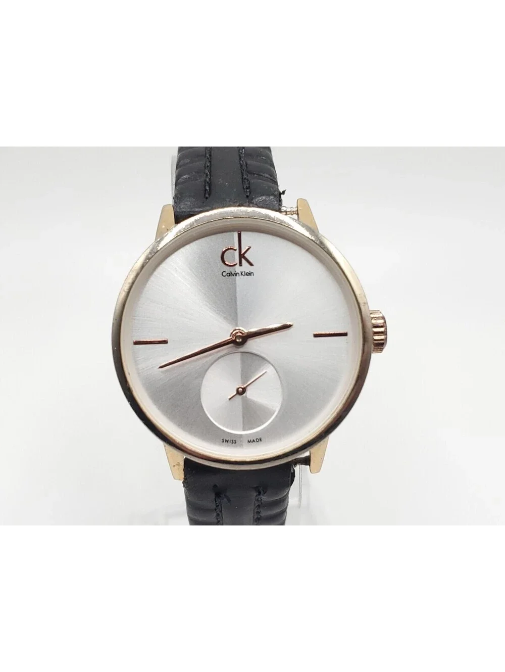 Calvin Klein 1090 Small Seconds Watch Women 32mm Silver Dial New Battery